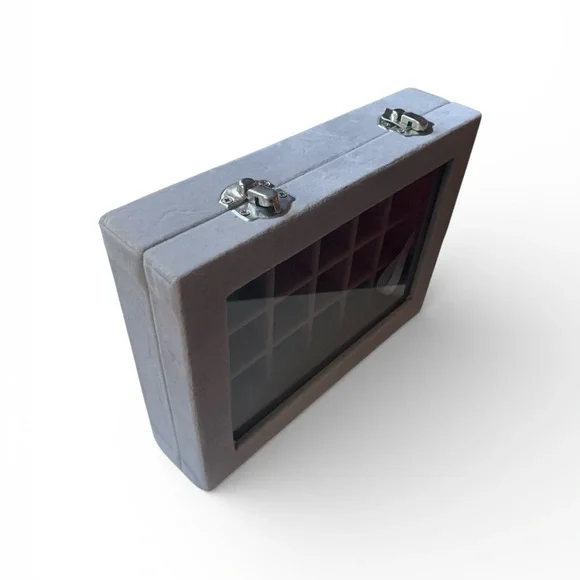 Gray Jewelry Organizer Ring Earring Jewelry Box 24 compartments - Picture 6 of 7